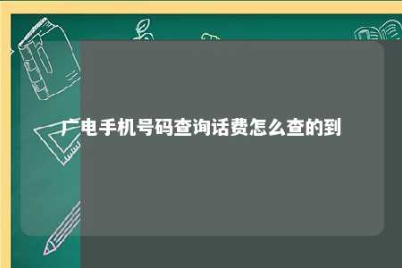 广电手机号码查询话费怎么查的到 