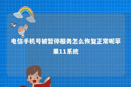 电信手机号被暂停服务怎么恢复正常呢苹果11系统 