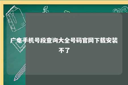 广电手机号段查询大全号码官网下载安装不了 