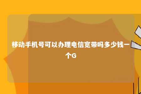 移动手机号可以办理电信宽带吗多少钱一个G 