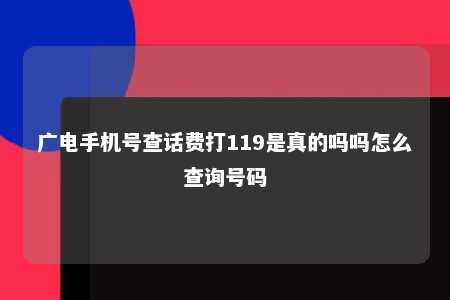 广电手机号查话费打119是真的吗吗怎么查询号码 