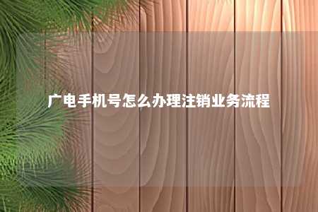 广电手机号怎么办理注销业务流程 