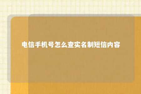 电信手机号怎么查实名制短信内容 