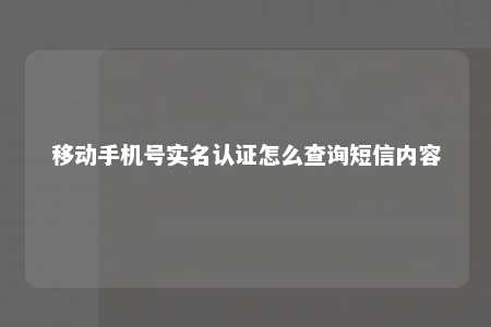 移动手机号实名认证怎么查询短信内容 