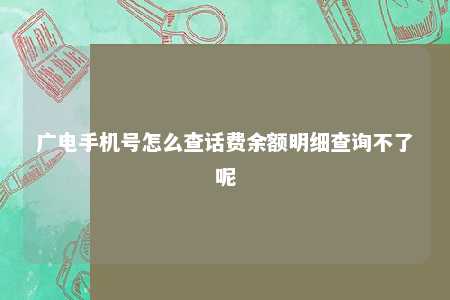 广电手机号怎么查话费余额明细查询不了呢 