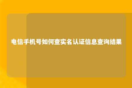 电信手机号如何查实名认证信息查询结果 