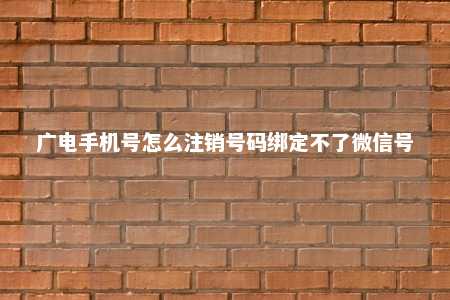 广电手机号怎么注销号码绑定不了微信号 