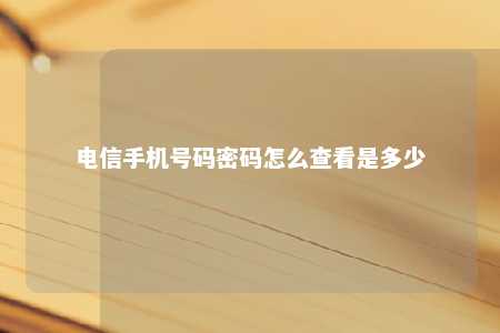 电信手机号码密码怎么查看是多少 