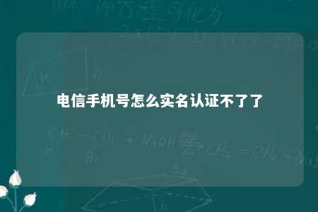 电信手机号怎么实名认证不了了 