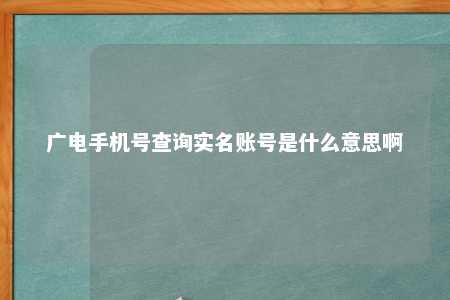 广电手机号查询实名账号是什么意思啊 