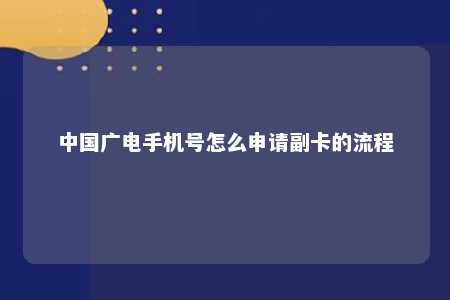 中国广电手机号怎么申请副卡的流程 